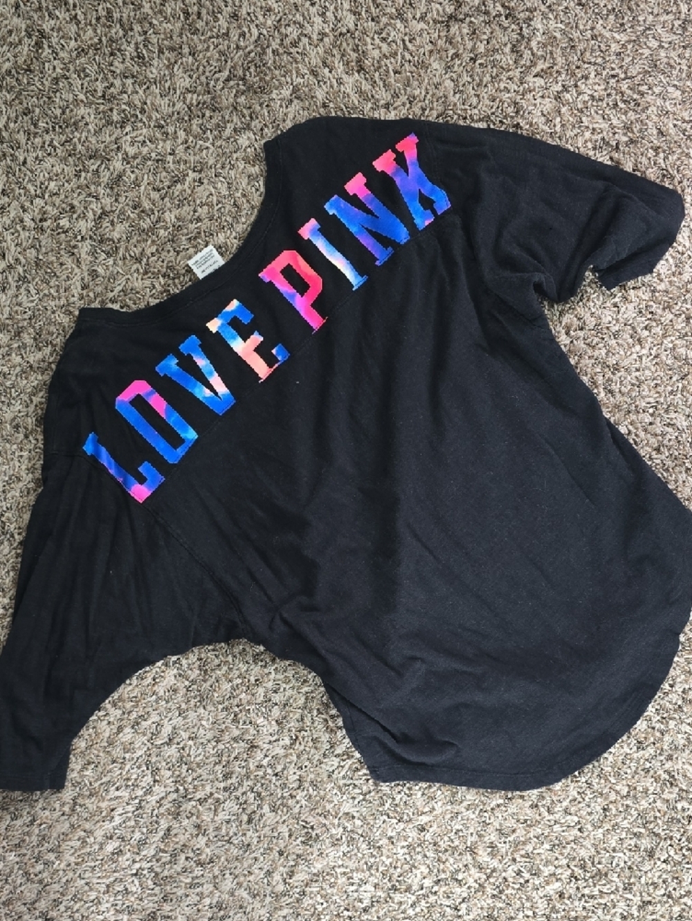 PINK Victoria's Secret Black V-Neck Sweater with White Dog Logo